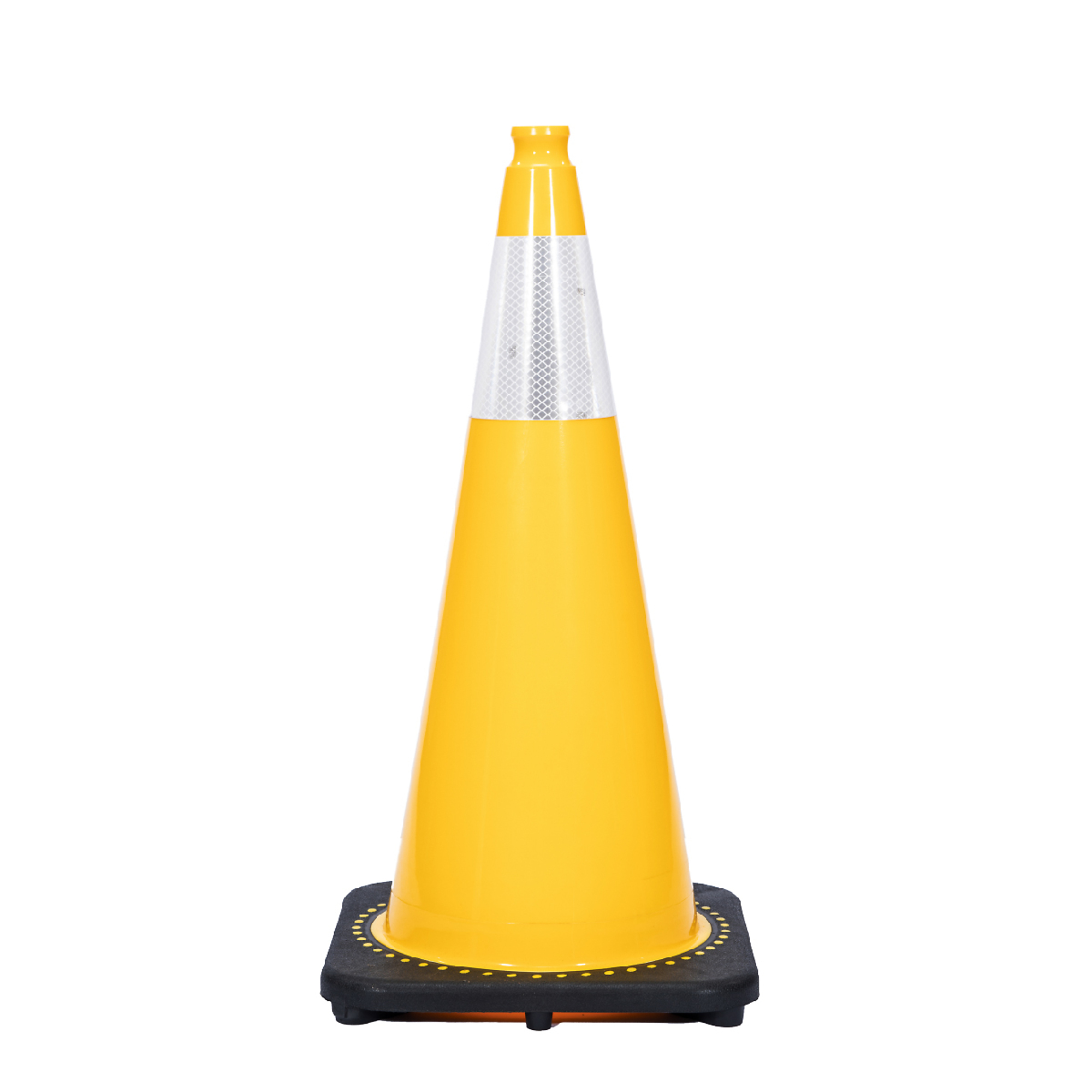 JBC REVOLUTION SERIES 28" Wide Body 7 Lb. Yellow Traffic Cone With Black Base, Includes 6" Upper Reflective Collar, Model # RS70032C-YELLOW+6